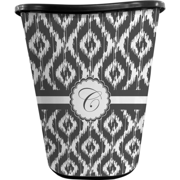 Custom Ikat Waste Basket - Single Sided (Black) (Personalized)