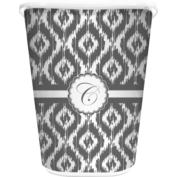 Custom Ikat Waste Basket - Double Sided (White) (Personalized)