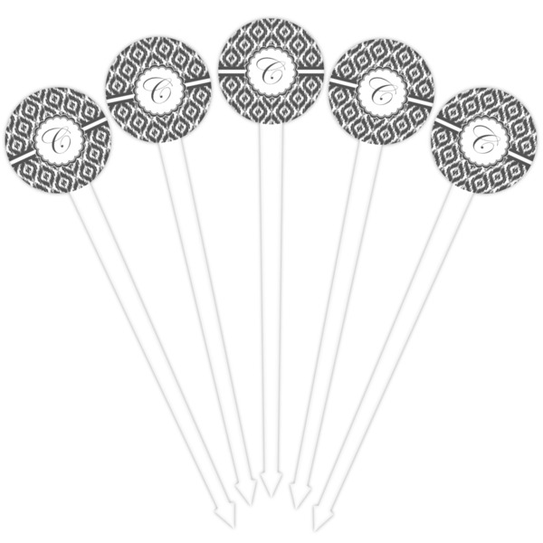 Ikat White Plastic 4" Food Pick - Round - Fan View