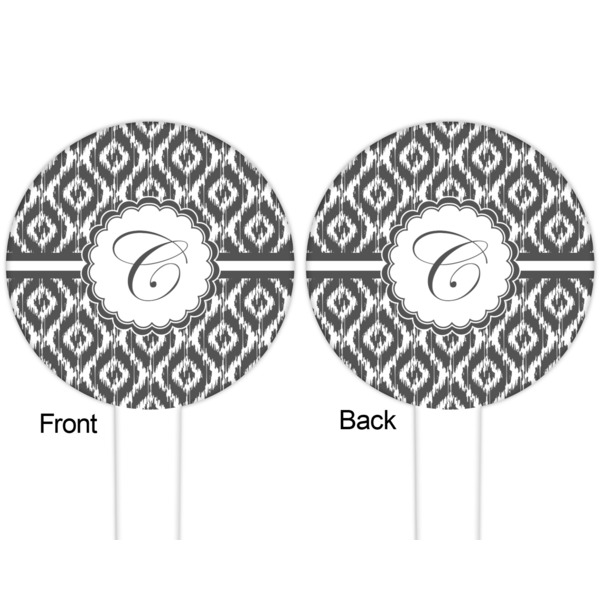 Ikat White Plastic 6" Food Pick - Round - Double Sided - Front & Back