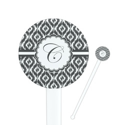 Ikat 7" Round Plastic Stir Sticks - White - Single Sided (Personalized)