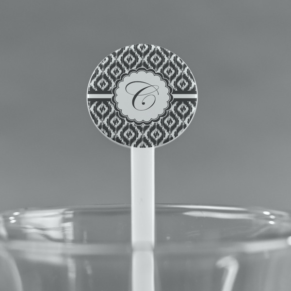 Ikat White Plastic 7" Stir Stick - Round - Main