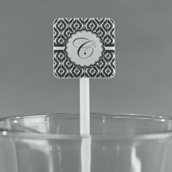 Ikat White Plastic Stir Stick - Square - Main