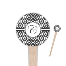 Ikat 4" Round Wooden Food Picks - Single Sided (Personalized)