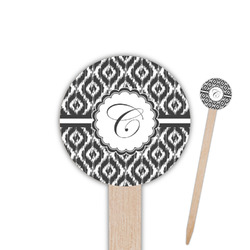 Ikat 6" Round Wooden Food Picks - Single Sided (Personalized)