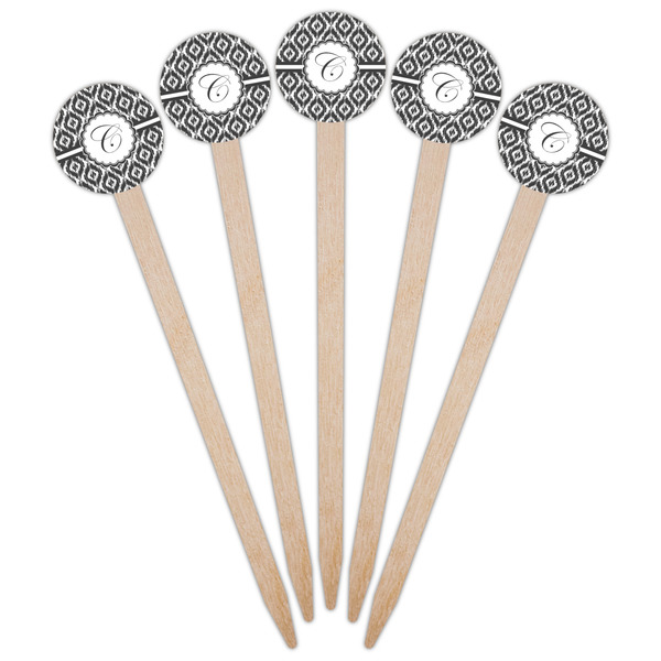 Ikat Wooden 6" Food Pick - Round - Fan View