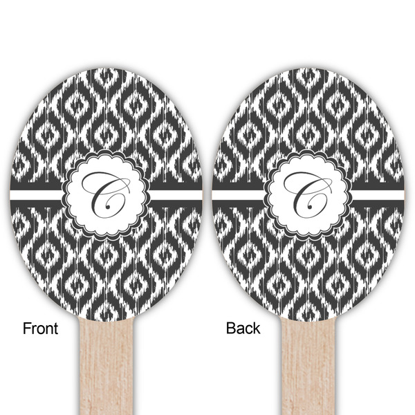 Ikat Wooden Food Pick - Oval - Double Sided - Front & Back