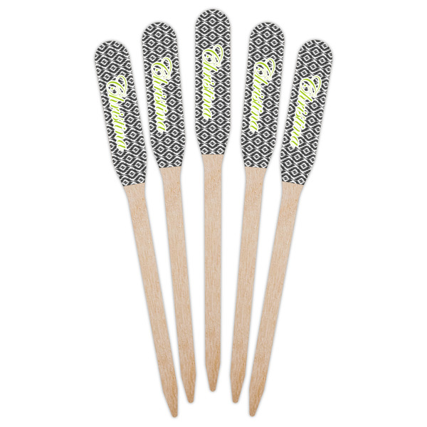 Ikat Wooden Food Pick - Paddle - Fan View