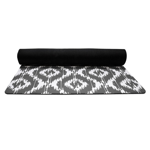 Ikat Yoga Mat Rolled up Black Rubber Backing