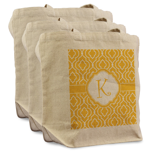 Custom Trellis Reusable Cotton Grocery Bags - Set of 3 (Personalized)