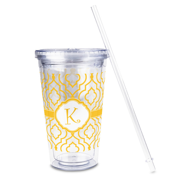 Trellis Acrylic Tumbler - Full Print - Front straw out
