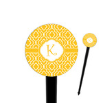 Trellis 4" Round Plastic Food Picks - Black - Single Sided (Personalized)