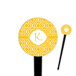 Trellis 4" Round Plastic Food Picks - Black - Single Sided (Personalized)