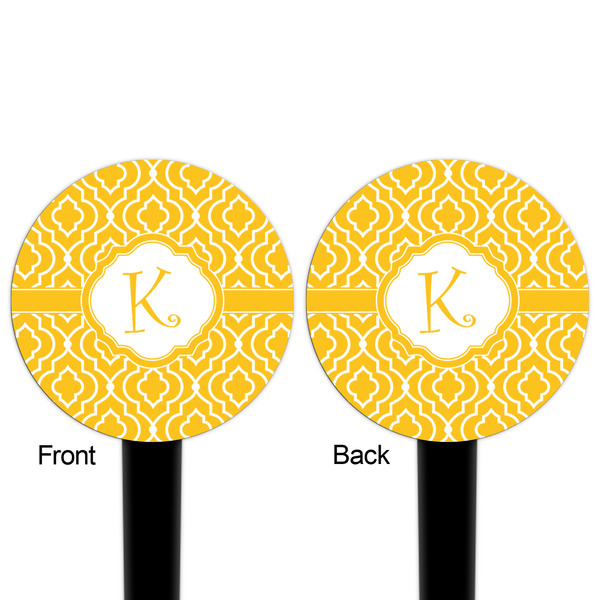 Trellis Black Plastic 4" Food Pick - Round - Double Sided - Front & Back