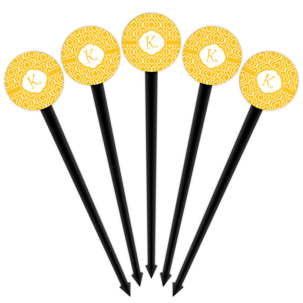 Trellis Black Plastic 4" Food Pick - Round - Fan View