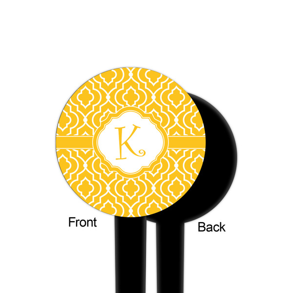 Trellis Black Plastic 4" Food Pick - Round - Single Sided - Front & Back