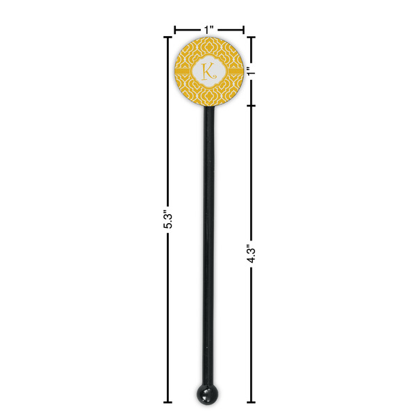 Trellis Black Plastic 5.5" Stir Stick - Round - Dimensions