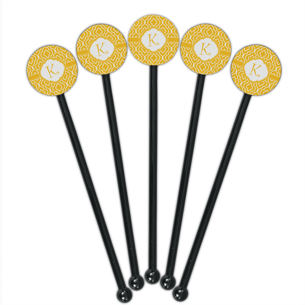 Trellis Black Plastic 5.5" Stir Stick - Round - Fan View