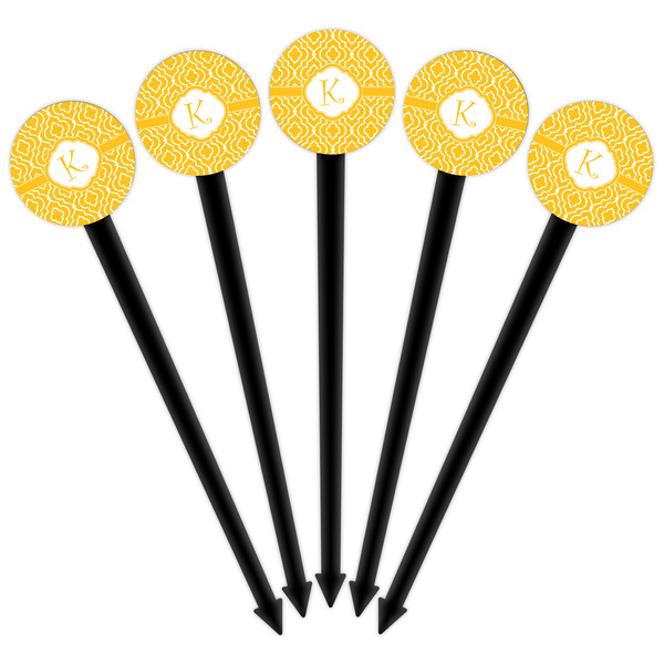 Trellis Black Plastic 6" Food Pick - Round - Fan View