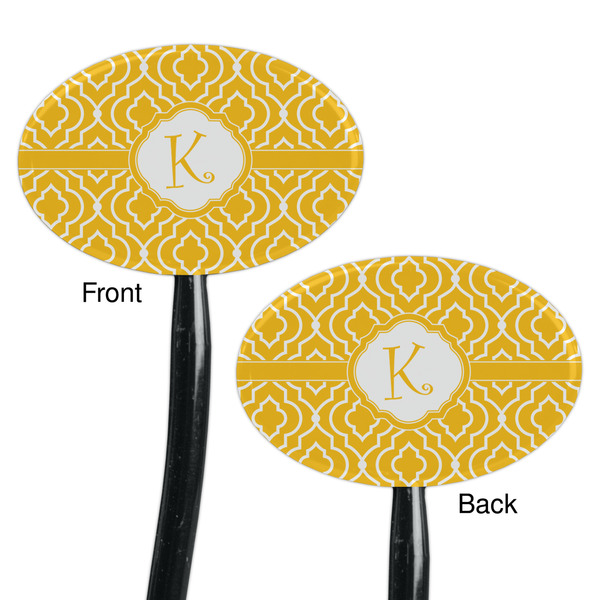 Trellis Black Plastic 7" Stir Stick - Double Sided - Oval - Front & Back