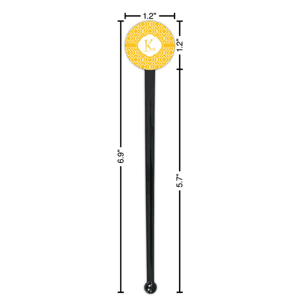Trellis Black Plastic 7" Stir Stick - Round - Dimensions