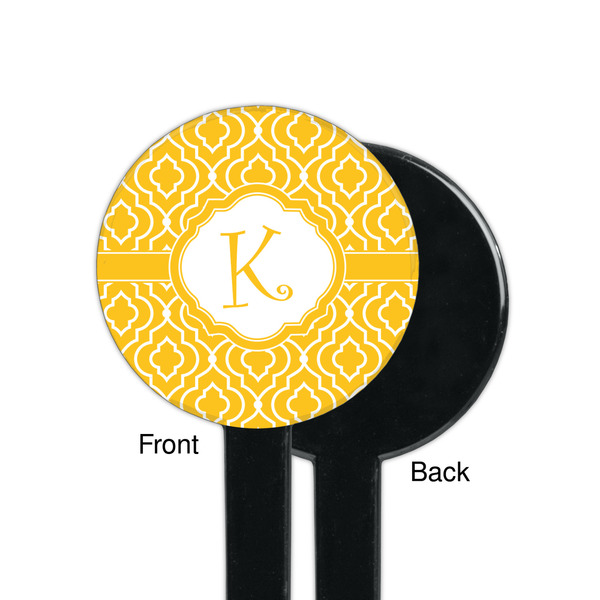 Trellis Black Plastic 7" Stir Stick - Single Sided - Round - Front & Back