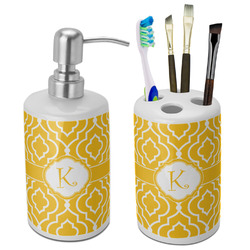 Trellis Ceramic Bathroom Accessories Set (Personalized)