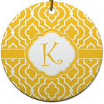 Trellis Round Ceramic Ornament w/ Initial