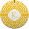 Trellis Round Ceramic Ornament w/ Initial
