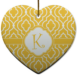 Trellis Heart Ceramic Ornament w/ Initial
