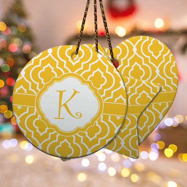 Custom Trellis Ceramic Ornament w/ Initial