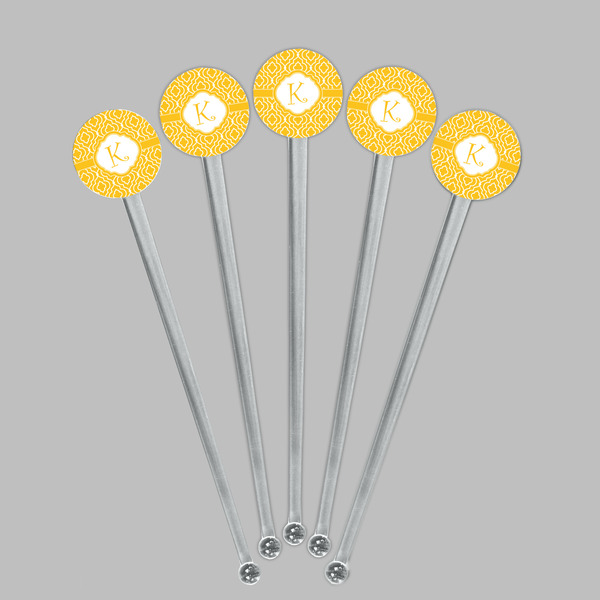 Trellis Clear Plastic 7" Stir Stick - Round - Fan View