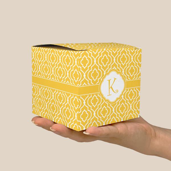Trellis Cube Favor Gift Box - On Hand - Scale View