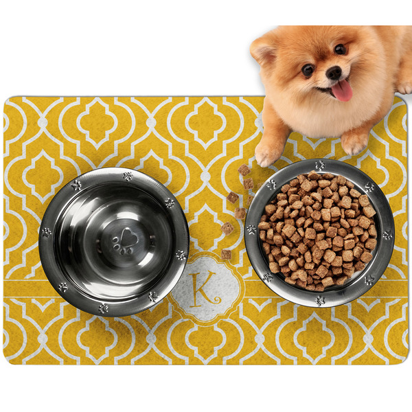 Custom Trellis Dog Food Mat - Small w/ Initial