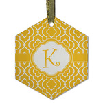 Trellis Flat Glass Ornament - Hexagon w/ Initial