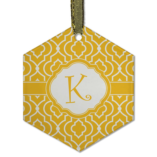 Trellis Frosted Glass Ornament - Hexagon