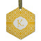 Trellis Flat Glass Ornament - Hexagon w/ Initial