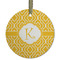 Trellis Flat Glass Ornament - Round w/ Initial