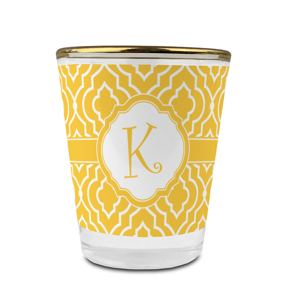 Trellis Glass Shot Glass - With gold rim - FRONT