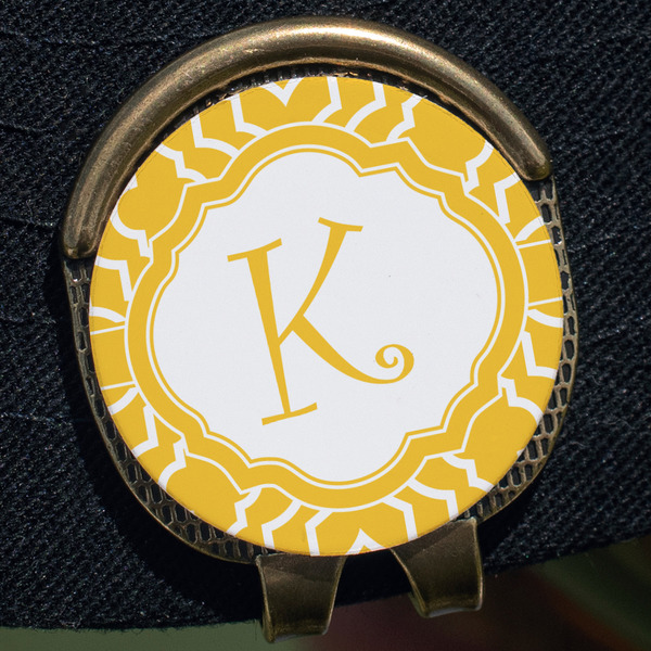 Trellis Golf Ball Marker Hat Clip - Gold - Close Up