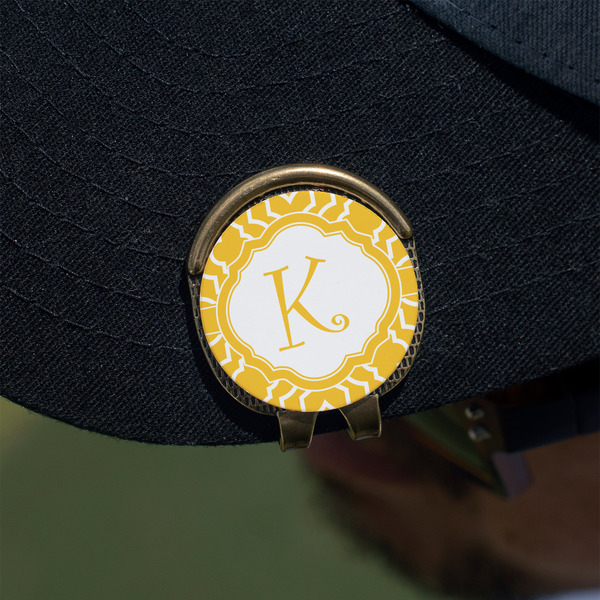 Trellis Golf Ball Marker Hat Clip - Gold - On Hat