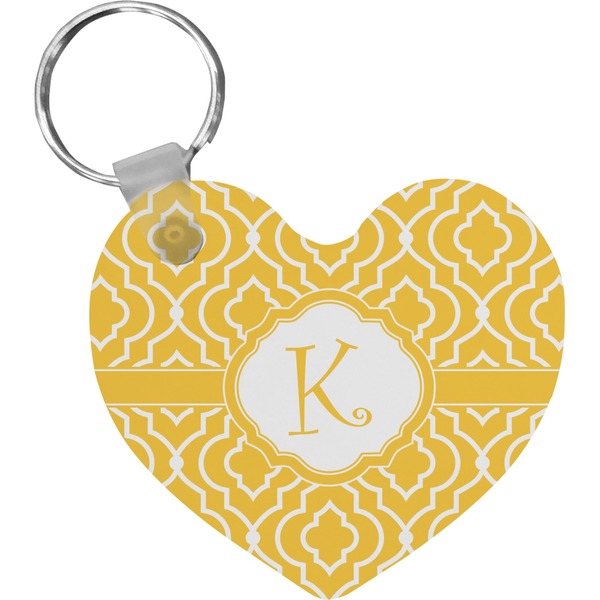 Custom Trellis Heart Plastic Keychain w/ Initial