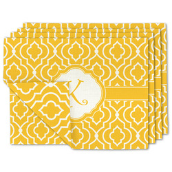 Trellis Double-Sided Linen Placemat - Set of 4 w/ Initial