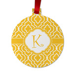 Trellis Metal Ball Ornament - Double Sided w/ Initial