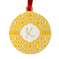 Trellis Metal Ball Ornament - Double Sided w/ Initial