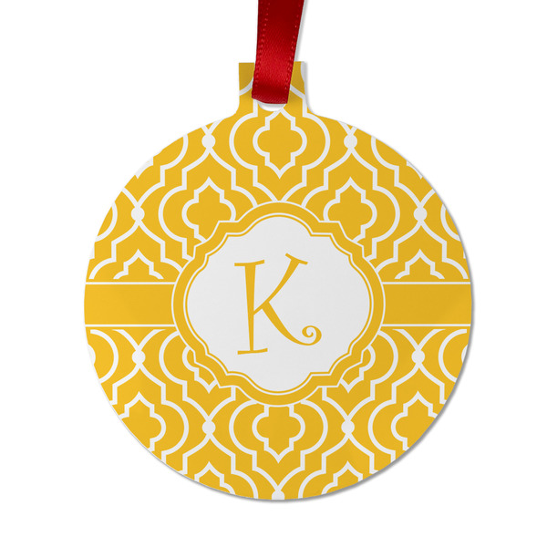 Custom Trellis Metal Ball Ornament - Double Sided w/ Initial