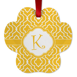 Trellis Metal Paw Ornament - Double Sided w/ Initial