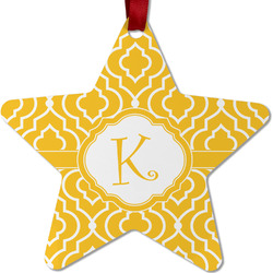 Trellis Metal Star Ornament - Double Sided w/ Initial