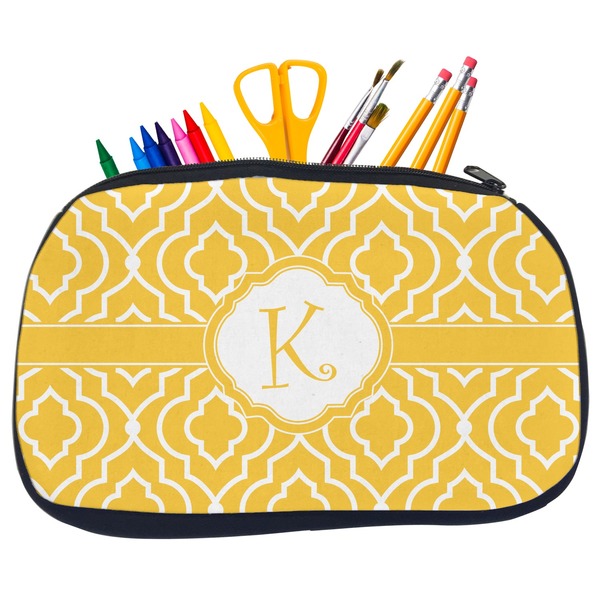 Custom Trellis Neoprene Pencil Case - Medium w/ Initial