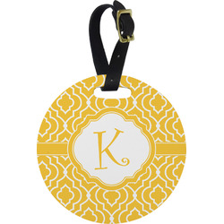 Trellis Plastic Luggage Tag - Round (Personalized)